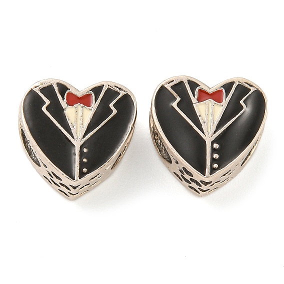 925 серебряный свадебный костюм форма европейские бусины, с эмалью, бусины с большим отверстием, сердце