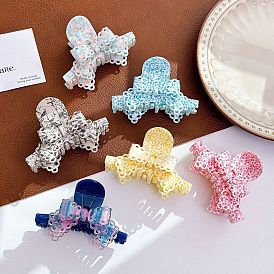 Bowknot Shape Large Claw Hair Clips, Cellulose Acetate Ponytail Hair Clip for Girls Women