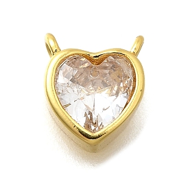 Латунные микро проложить кубического циркония подвески, сердце прелести, без свинца и без кадмия, реальный 18 k позолоченный