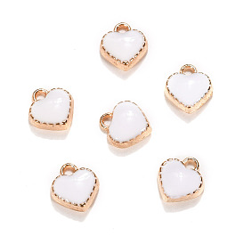 Alloy Enamel Charms, Heart, Light Gold