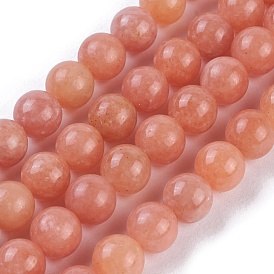 Natural Peach Calcite Beads Strands, Round