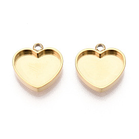 304 оправы для кабошонов из нержавеющей стали, сердце, ионное покрытие (ip)