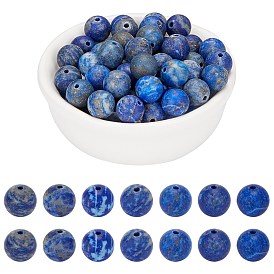 ARRICRAFT Frosted Round Natural Lapis Lazuli Beads Strands