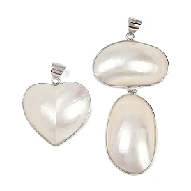 Естественно оболочки большие кулоны, с латунной кромкой, платина, цвет морской раковины