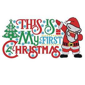 DIY Word Merry Christmas Diamond Painting Sticker Kit, Including Resin Rhinestones Bag, Diamond Sticky Pen, Tray Plate and Glue Clay
