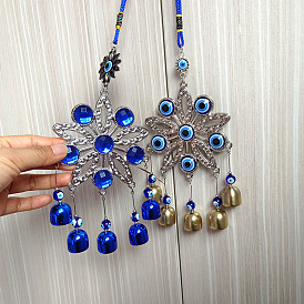 Star with Evil Eye Charm Wall Hanging Wind Chime, for Home Outdoor Decorations
