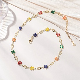 Латунные эмалевые цепочки с клевером от сглаза, с 304 концевыми цепями из нержавеющей стали