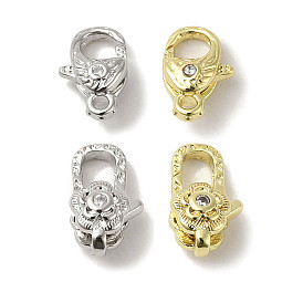 Brass Micro Pave Clear Cubic Zirconia Lobster Claw Clasps