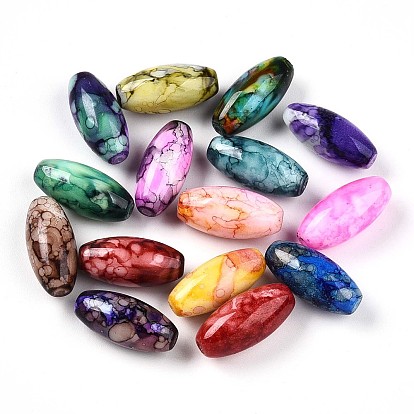 Выпечка окрашенные стеклянные бусины, овальные