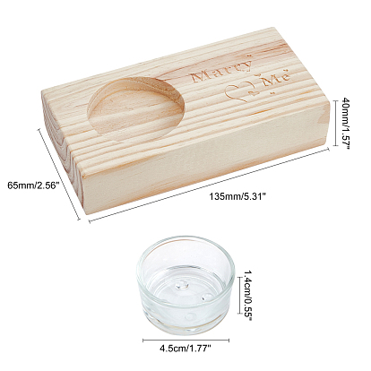 AHANDMAKER Natural Pine Wood Candle Holder, with Glass Bottle and Candle Wick, for Wedding, Rectangle with Word