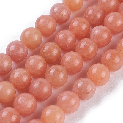 Natural Peach Calcite Beads Strands, Round