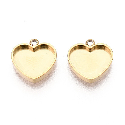 304 оправы для кабошонов из нержавеющей стали, сердце, ионное покрытие (ip)