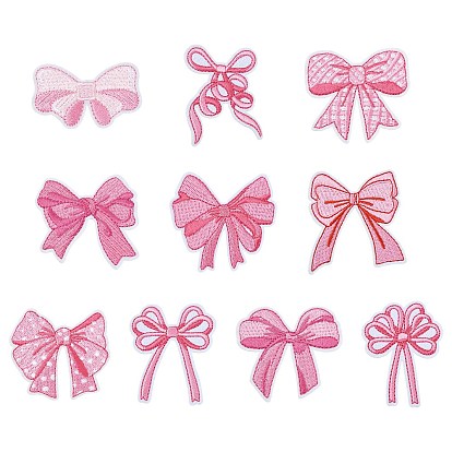 10 шт. 10 стили бант тема компьютерная вышивка ткань приклеиваемые/пришивные заплатки, аксессуары для костюма, аппликация