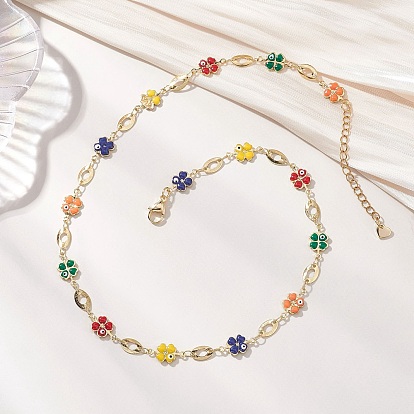 Латунные эмалевые цепочки с клевером от сглаза, с 304 концевыми цепями из нержавеющей стали