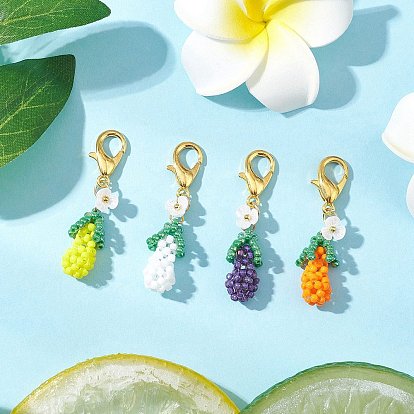 3 подвесные украшения из стеклянных бусин в форме баклажана, с карабин-лобстерами 