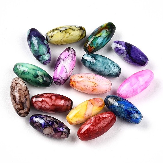 Выпечка окрашенные стеклянные бусины, овальные