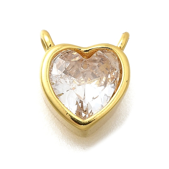 Латунные микро проложить кубического циркония подвески, сердце прелести, без свинца и без кадмия, реальный 18 k позолоченный