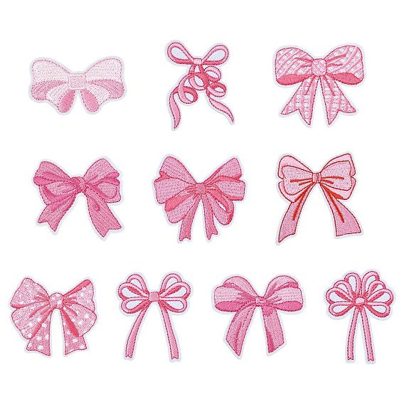 10 шт. 10 стили бант тема компьютерная вышивка ткань приклеиваемые/пришивные заплатки, аксессуары для костюма, аппликация