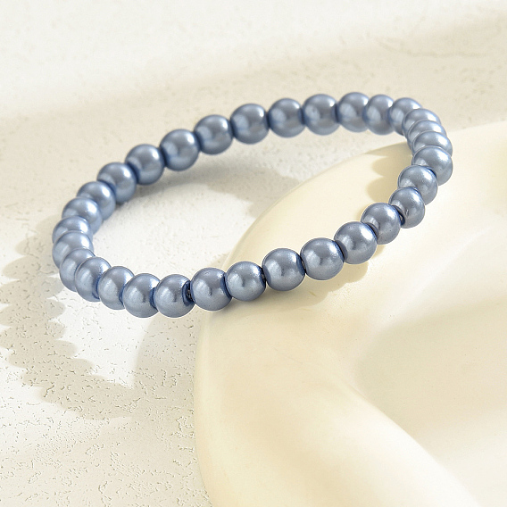 Уникальные серебряные браслеты из круглых бусин со стеклянным жемчугом для женщин
