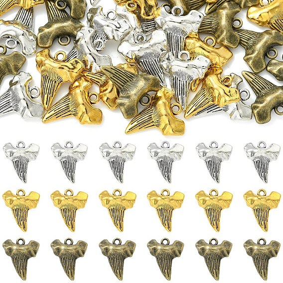 30Pcs 3 Colors Tibetan Style  Alloy Pendants, Tooth Charms, Cadmium Free & Lead Free