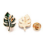Alloy Enamel Brooches, Enamel Pin, with Brass Butterfly Clutches, Leaf, Light Gold, Cadmium Free & Nickel Free & Lead Free