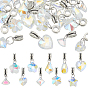 30 шт. 10 стили гальванизированные стеклянные европейские подвески, Подвески с большими отверстиями, Сплав с поручительств, разнообразные, античное серебро