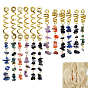 12Pcs 2 Styles Natural Gemstone Hair Styling Tool, with Alloy Findings