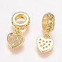 Латунное микропейв с кубическим цирконием европейские подвески с подвесками, Подвески с большими отверстиями, сердце