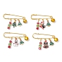 4 шт. сплав эмалевых подвесок-брошей в виде килта, с железными булавками и стеклянными бусинами, фигурка кота с елкой и снеговиком, золотые