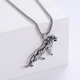 Stainless Steel Tiger Pendant Necklaces for Men