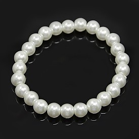 Good Valentines Day Gifts Stretchy Carnival Jewelry, Mardi Gras Glass Pearl Bracelets, with Elastic Cord