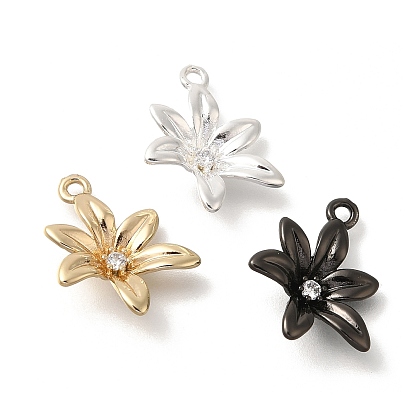 Цветок стойки обшивки латунь микро проложить Цирконом подвески, долговечный, без свинца и без кадмия