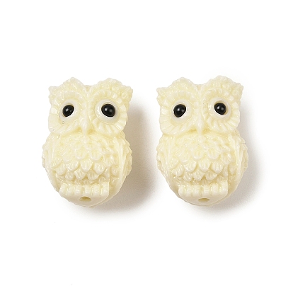 Резные бусины из окрашенного синтетического коралла, сова
