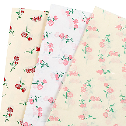 15шт 3цвета упаковочная бумага, цветочный букет оберточная бумага украшение, прямоугольник с рисунком розы