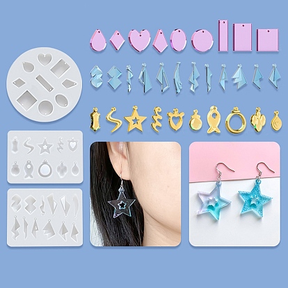 Geometrical Shape DIY Pendant Silicone Molds, Resin Casting Molds, for UV Resin, Epoxy Resin Jewelry Making