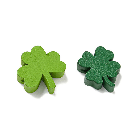 Печатные деревянные бусины, бусы ко дню святого патрика, клевер