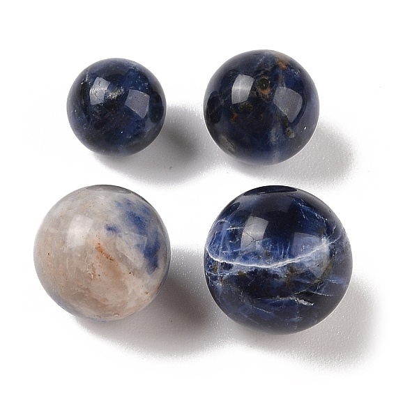 Сферические бусины из натурального содалита без отверстий, круглые