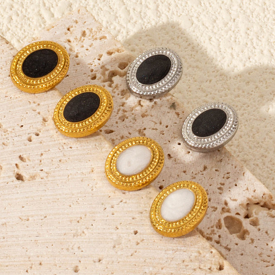 Винтажные овальные 304 серьги-гвоздики из нержавеющей стали