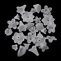Transparent gefrostetem Acryl-Perlen, Blume Perlkappen, gemischten Stil, 8~35x5~40x7~15 mm, Bohrung: 1~2.5 mm