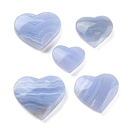 Natural Blue Lace Agate Heart Love Healing Stones, Reiki Energy Balancing Meditation Gift