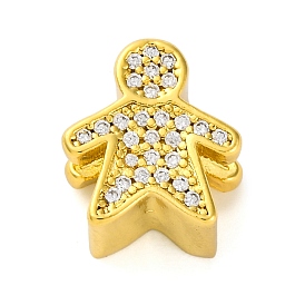 Реечное покрытие латунь микро паве кубический цирконий европейские бусины, ребенок, бусины с большим отверстием, долговечный, без кадмия и без свинца