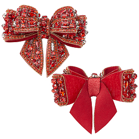 2украшения для обуви из сплава со стразами, бантом