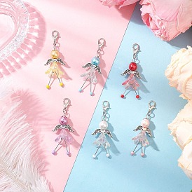 Цветочный ангел акриловые подвесные украшения, Сплав с застежками когтя омара