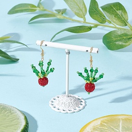 Серьги-подвески из стеклянных бусин ручной работы в форме моркови, с  латунными крючками для серег, золотые