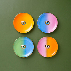 Фарфоровая ювелирная тарелка, лоток для хранения колец, , серьга, плоский круглый с рисунком сглаза