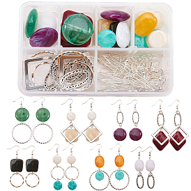 DIY Earring Making, with Imitation Gemstone Acrylic Beads, Alloy Linking Rings, Iron Jump Rings and Brass Earring Hooks