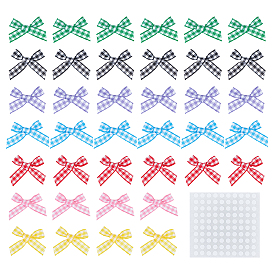 140 шт. 7 цвета тканые аксессуары для костюмов ручной работы, тартан узор ленты бантом, с 2 листами бумажных наклеек