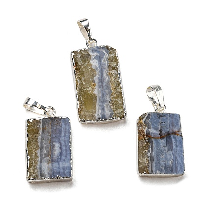 Natural Agate Pendants, with Brass Findings, Cadmium Free & Lead Free, Rectangle