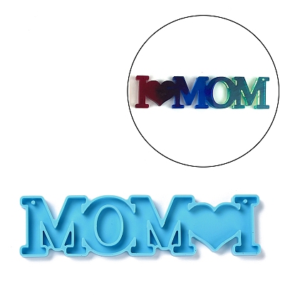 Mother's Day Theme DIY Pendant Silicone Molds, for Decoration Making, Resin Casting Molds, For UV Resin, Epoxy Resin Craft Making, Word