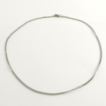 304 Stainless Steel Curb Chain Necklaces, 20"